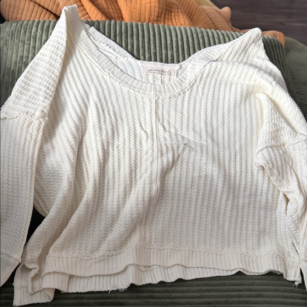We The Free Cream V-Neck Sweater